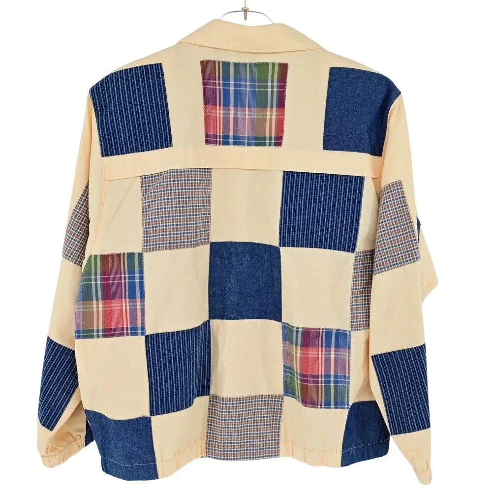 Vintage‎ Granny Grandpa Koret City Blues Patchwork Zip Up Jacket Patchwork